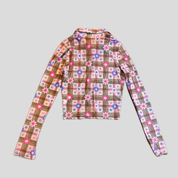 Delia’s by Dolls Kill Floral Plaid Women's blouse - Picture 3 of 7